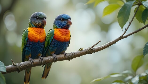 two parrots on a branch