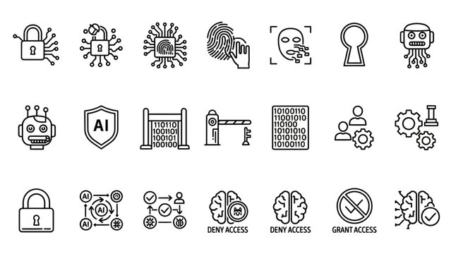 Digital security and access icons.