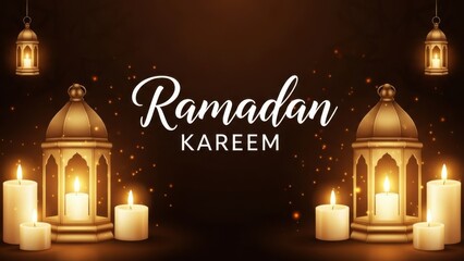 Ramadan Kareem celebration with lanterns and candles