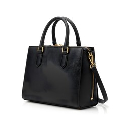 Naklejka premium black leather bag isolated on white background