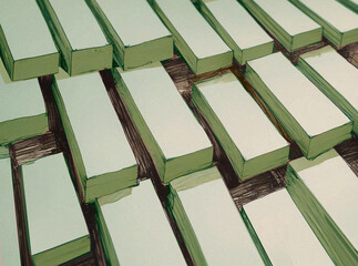 Illustration of money banknotes lying in piles. Generative AI