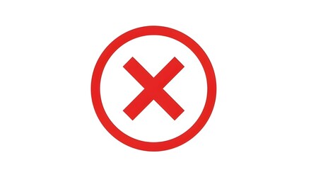 Obraz premium Red cross symbol inside a red circle on white background