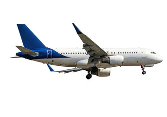 Obraz premium Commercial airliner in flight isolated on transparent background