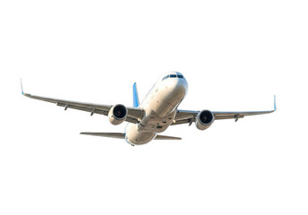 Obraz premium Commercial airliner in flight isolated on transparent background
