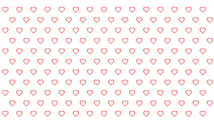 Elegant repeating pattern of red heart outlines on a clean white background, ideal for romantic themes, wedding invitations, and graphic design.