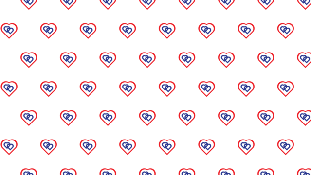 Symbol of interconnectedness: two intertwined hearts, one red and one blue, on a white background for unity and relationship themes. - Powered by Adobe