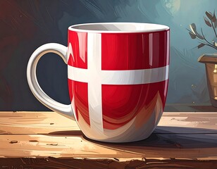 Danish flag design coffee mug.