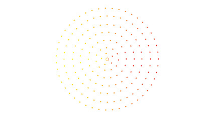 Abstract circular pattern of dots with a warm yellow to red gradient, conveying energy and movement...