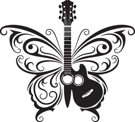 
Butterfly Guitar Tattoo Vector Set