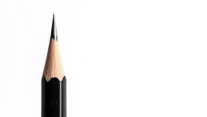 A sharpened black pencil tip pointing upwards on a plain white background from image (44).jpg