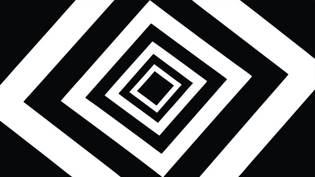 Black and White Concentric Square Tunnel Optical Illusion Background abstract geometric