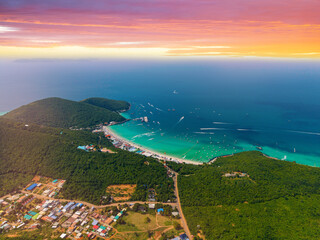 Aerial view landscape Koh Larn island Tien beach and turquoise sea, Pattaya Thailand © Parilov