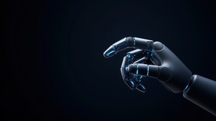 Fototapeta premium Futuristic Robotic Hand Touch Gesture with Blue Accents on Dark Background