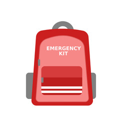 Emergency kit backpack illustration. Red medical bag icon isolated 