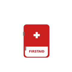 First aid kit icon set. Red medical emergency icon isolated 