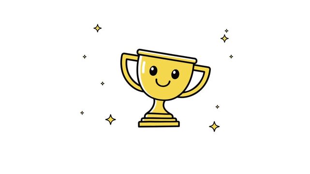 Cute Cartoon Trophy Video Icon Illustration