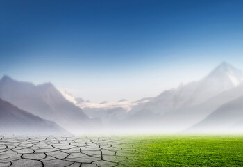 Fototapeta premium abstrakter Klimawandel in einer imaginären landschaft