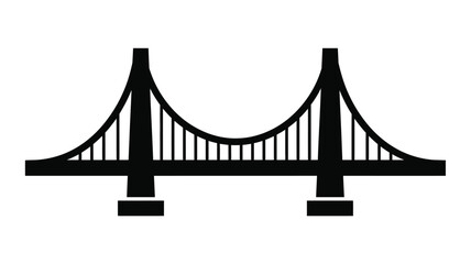a simple black and white illustration of a suspension bridge silhouette