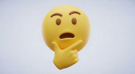 Fototapeta premium Thinking face emoji with hand on chin looking puzzled