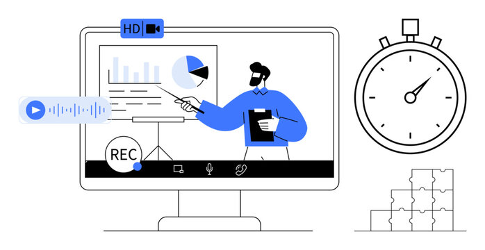 Online presentation charts and digital tools. Online tools include recording, video conferencing, and time-tracking features. Perfect for education, remote work, training, business, webinars