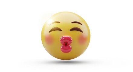 Fototapeta premium Cute blushing face with tongue out emoticon expression
