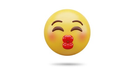 Fototapeta premium Cute blushing face with tongue out emoticon