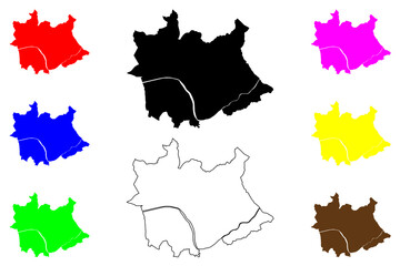 Coimbra city (Portugal, Portuguese Republic) map vector illustration, scribble sketch Coimbra map