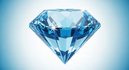 Stunning blue diamond with sparkling facets on white background