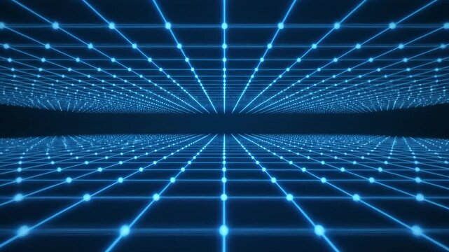Abstract blue grid network creating a sci fi perspective