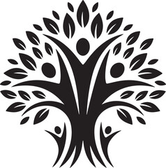 Symbolic tree of life depicting a thriving community, family unity, and sustainable growth