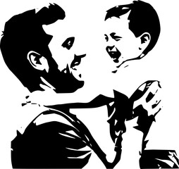 Fototapeta premium silhouette of a father and his son 