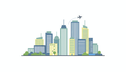 Obraz premium Modern City Skyline Flat Illustration