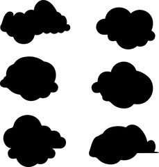 Collection of fluffy cloud silhouettes for sky backgrounds weather icons and atmospheric designs isolated on transparent background to create diverse weather conditions and scenes