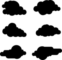 Curated set of cloud silhouettes for creative projects featuring soft organic edges and bold black fill isolated on transparent background for versatile sky and weather applications
