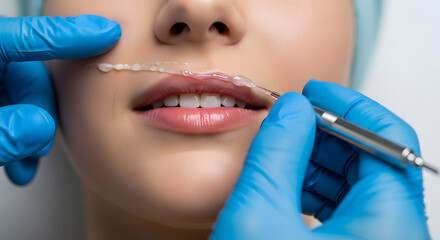 Dentist Examining Patients Teeth with Tools.