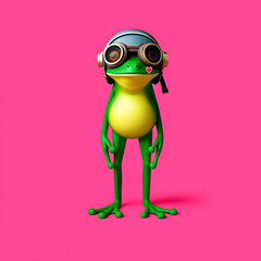 Obraz premium Fashion frog with pilot goggles