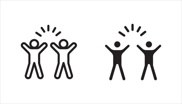 group happy people icon set, party friends, joy expression feeling, vector illustration on white background