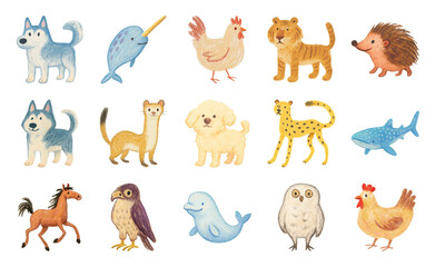 Fototapeta premium Cute animal cartoon stickers