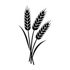 Black wheat stalks silhouette isolated on transparent background for organic food bakery design