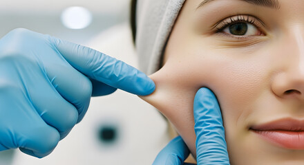 Woman Receiving Facial Treatment with Gloved Hands 4.