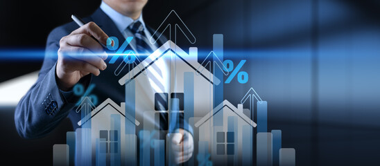 Real Estate Market Growth and Investment Trends with Financial Analytics and Property Value Increase.