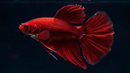 Obraz premium Title: Red Fighting Fish in Aquarium