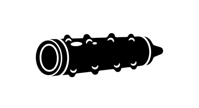 Black silhouette icon of a studded or ribbed condom for contraception.