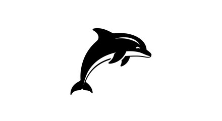 Obraz premium Elegant Black and White Dolphin Silhouette Leaping Upward.
