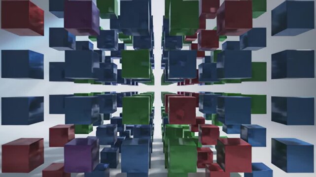 Abstract cubes floating seamlessly in empty space animation background