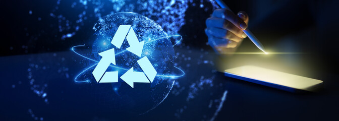 Recycling and Environmental Sustainability Concept Illustrated on a Digital Interface.