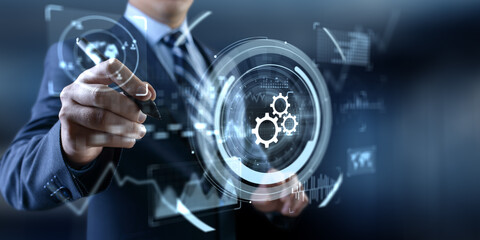 Business Process Automation and Workflow Optimization Concept with Digital Interface.