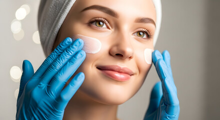 Woman Receiving Facial Treatment with Gloves 1.