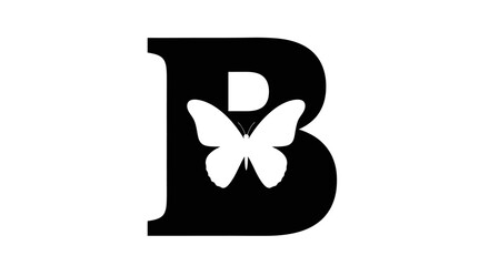 Black letter B with a butterfly inside simple and elegant design. © Awaludin