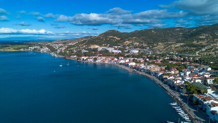 Aerial view of Foca, Izmir, Turkey, taken with a drone.
